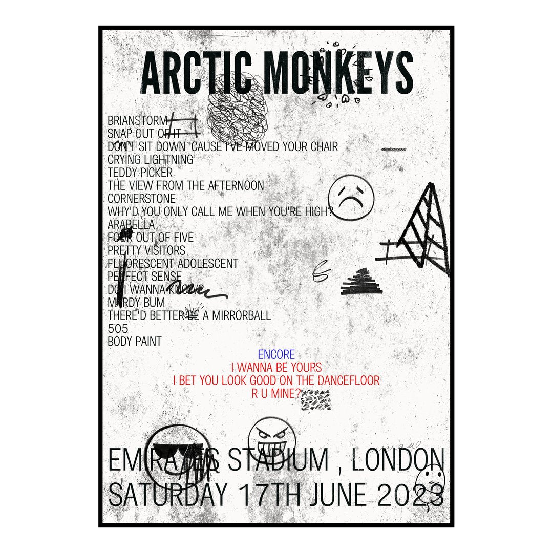 Arctic Monkeys London 17th June 2023 Setlist poster
