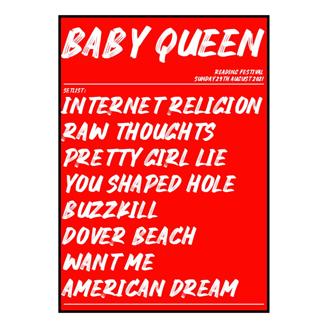 Baby Queen Reading 29th August 2021 Setlist poster