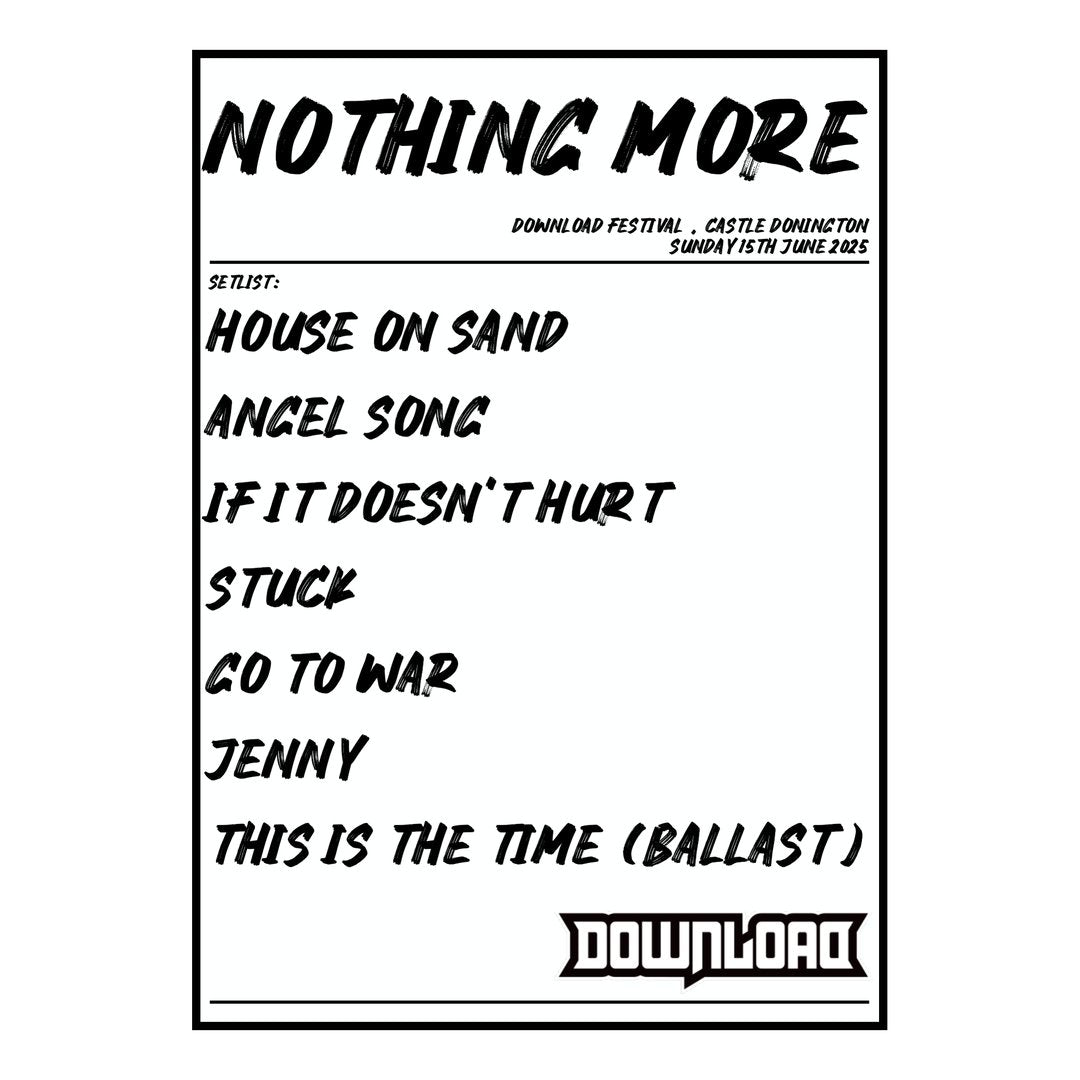 NOTHING MORE Castle Donington 15th June 2025 Setlist poster
