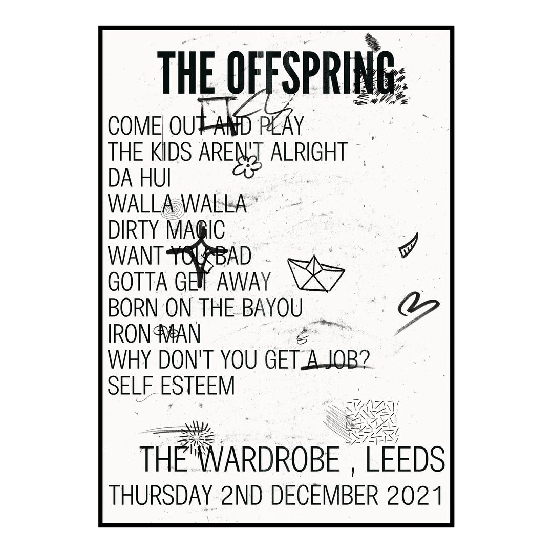 The Offspring Leeds 2nd December 2021 Setlist poster
