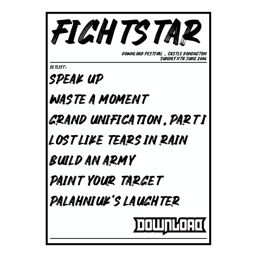 Fightstar Castle Donington 11th June 2006 Setlist poster