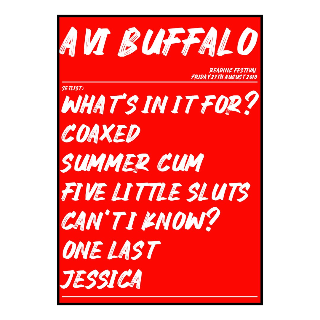 Avi Buffalo Reading 27th August 2010 Setlist poster