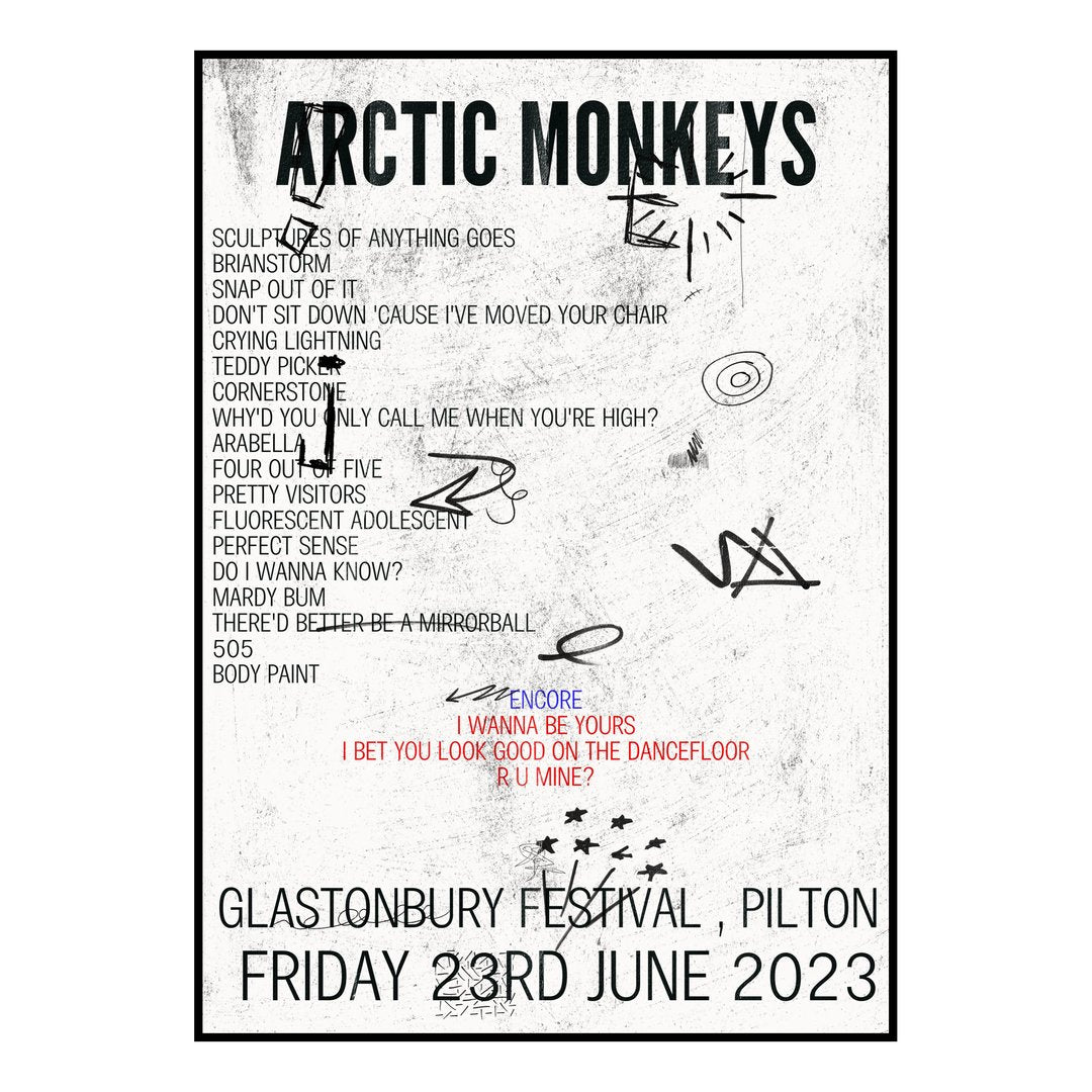 Arctic Monkeys Pilton 23rd June 2023 Setlist poster
