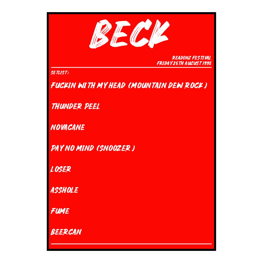 Beck Reading 25th August 1995 Setlist poster