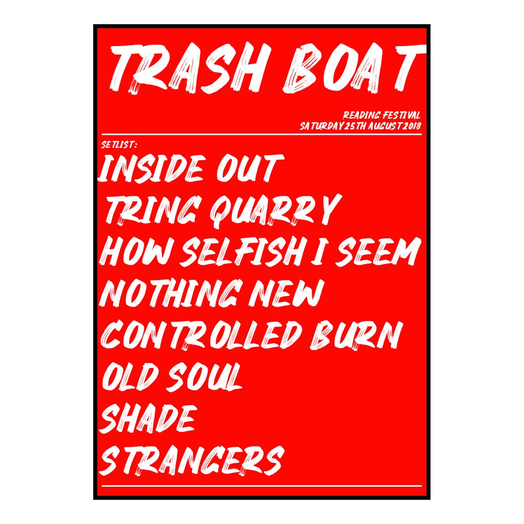 Trash Boat Reading 25th August 2018 Setlist poster