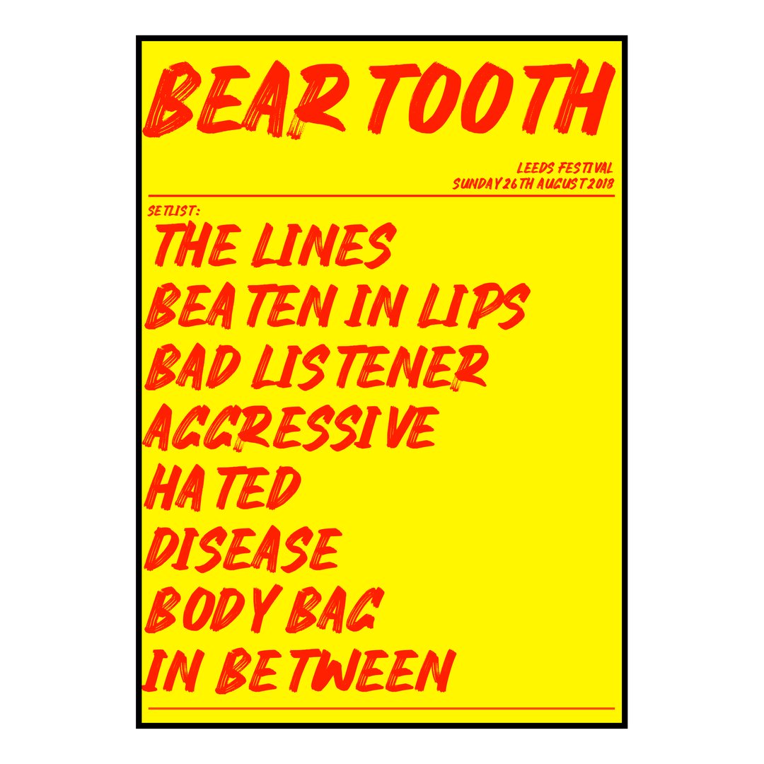 Beartooth Bramham 26th August 2018 Setlist poster