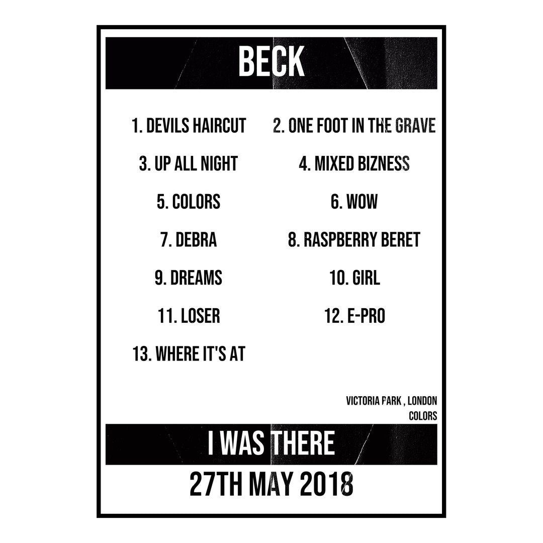 Beck London 27th May 2018 Setlist poster
