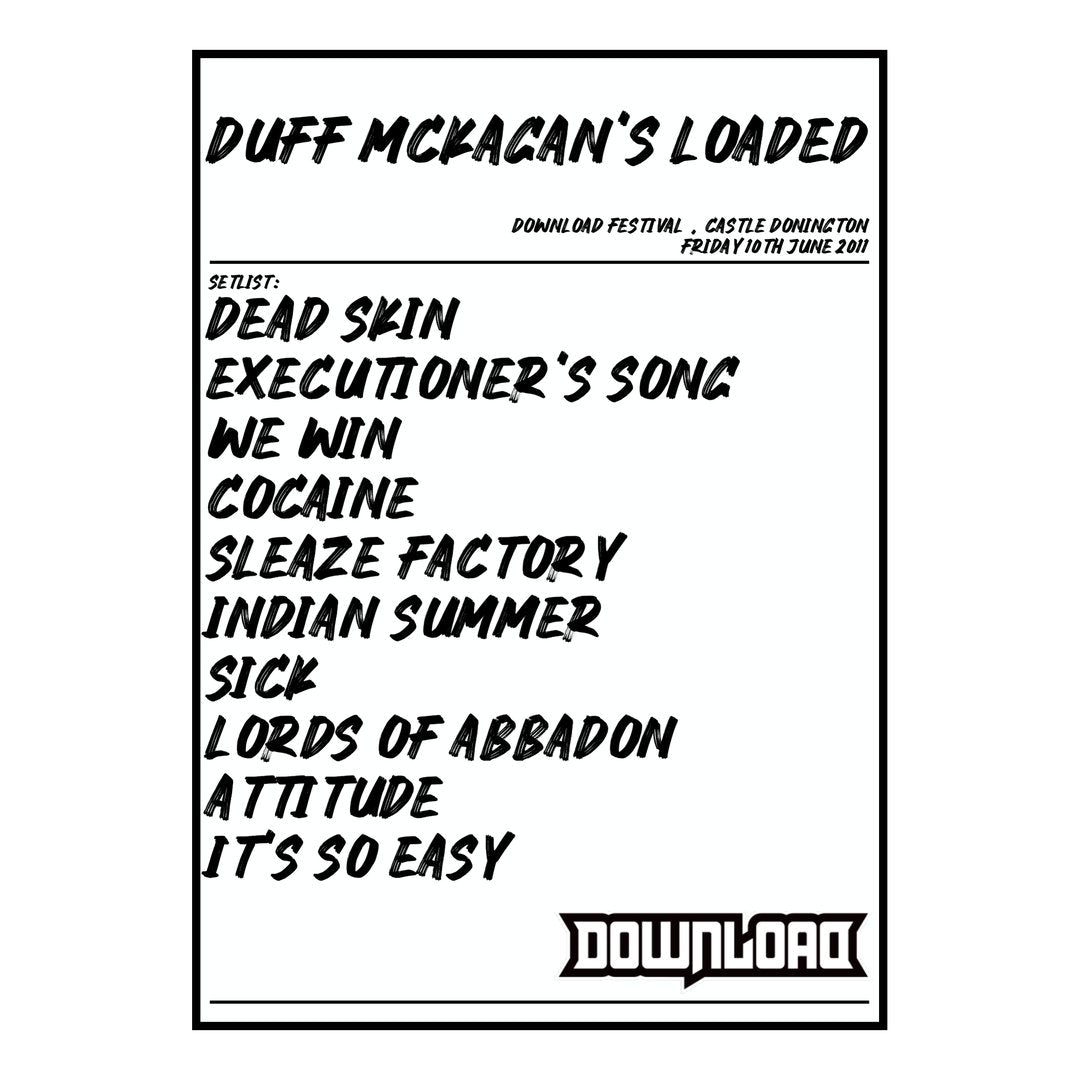 Duff McKagan’s Loaded Castle Donington 10th June 2011 Setlist poster
