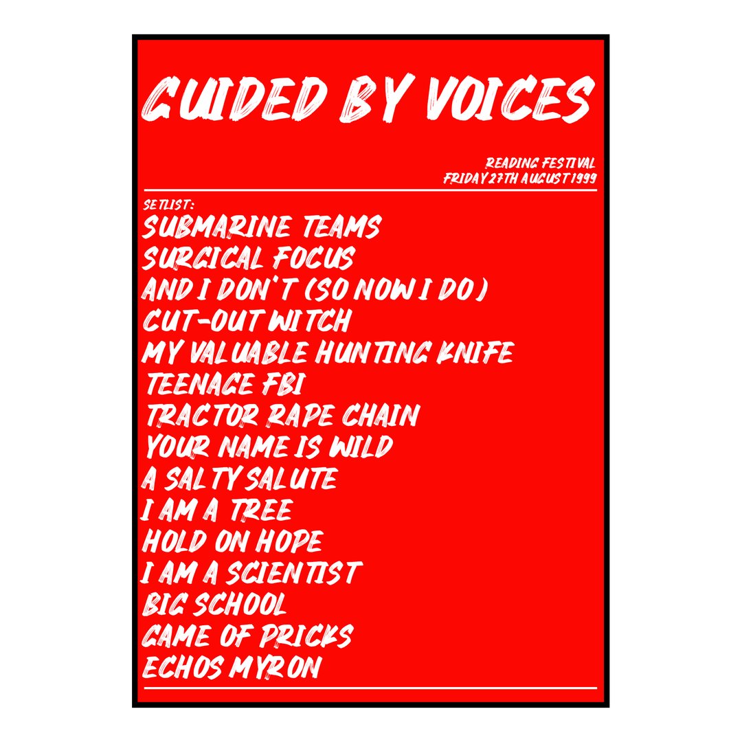 Guided by Voices Reading 27th August 1999 Setlist poster