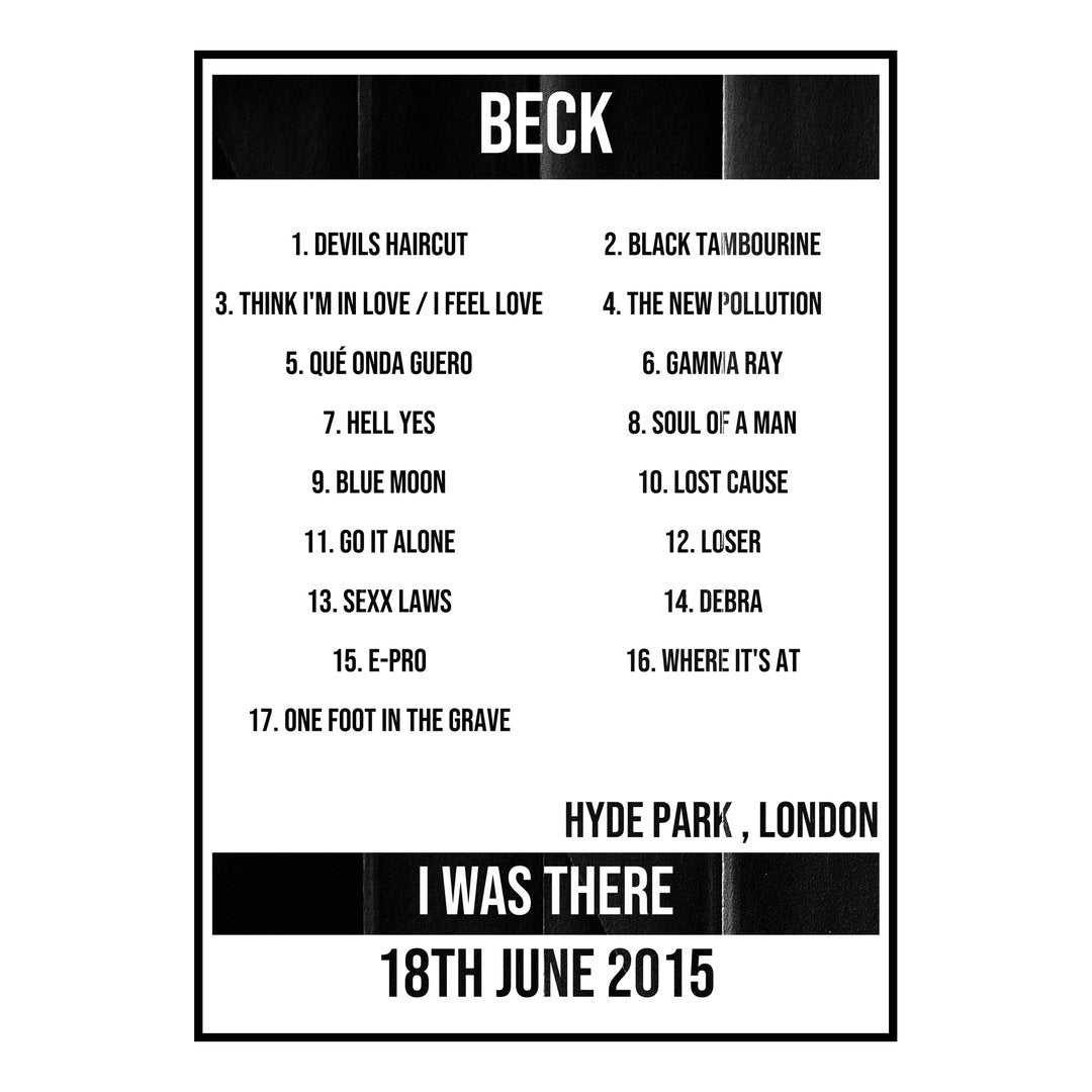 Beck London 18th June 2015 Setlist poster