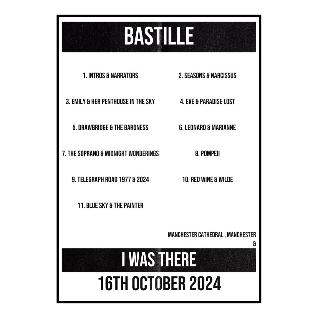 Bastille Manchester 16th October 2024 Setlist poster