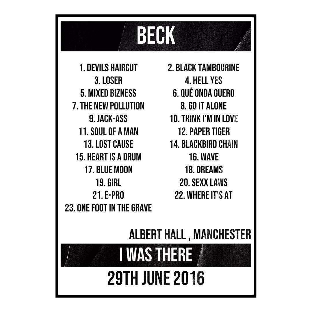 Beck Manchester 29th June 2016 Setlist poster