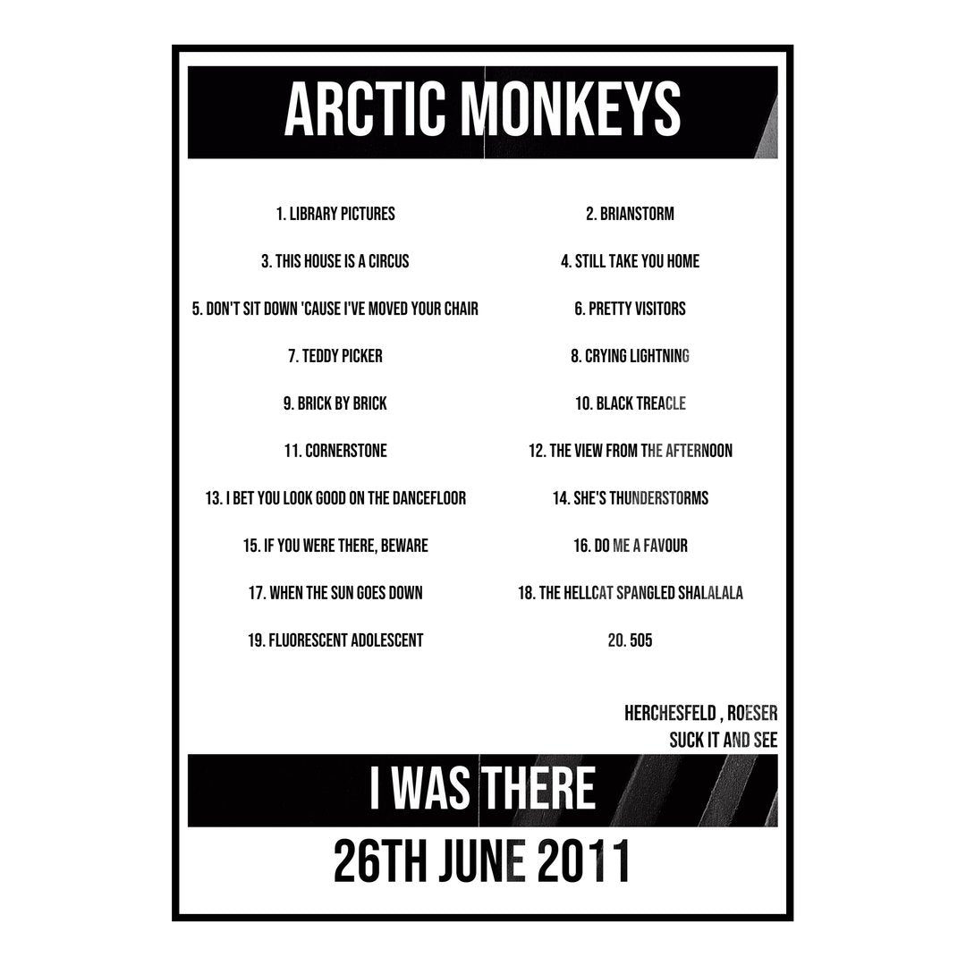 Arctic Monkeys Roeser 26th June 2011 Setlist poster