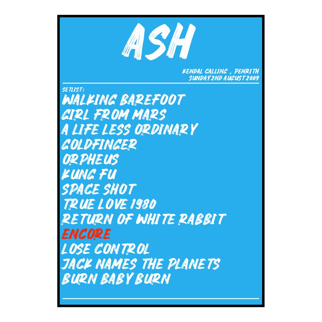 Ash Penrith 2nd August 2009 Setlist poster