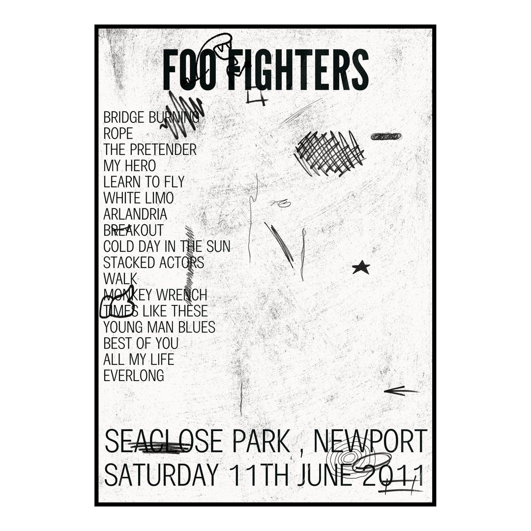 Foo Fighters Newport 11th June 2011 Setlist poster