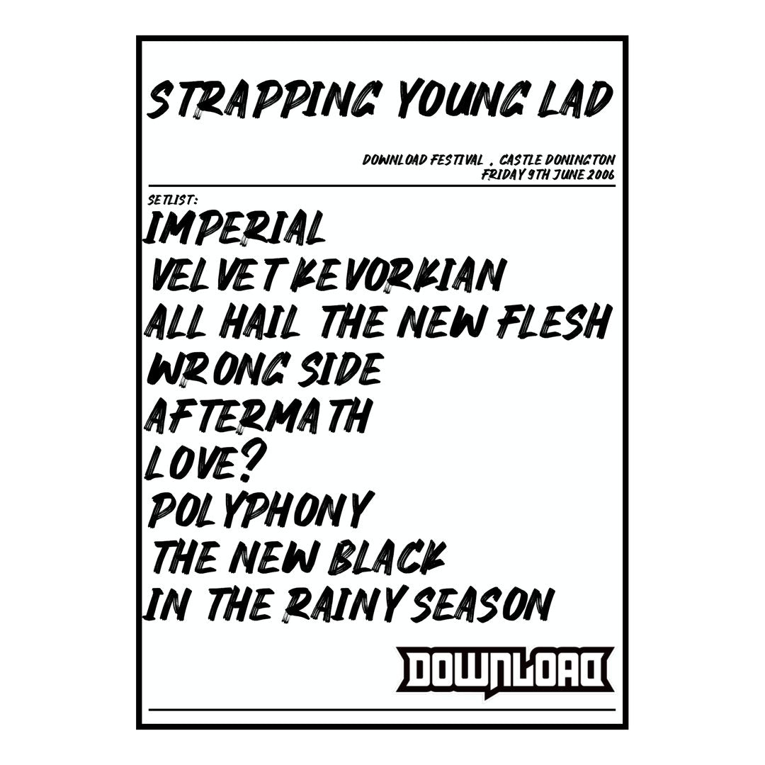 Strapping Young Lad Castle Donington 9th June 2006 Setlist poster